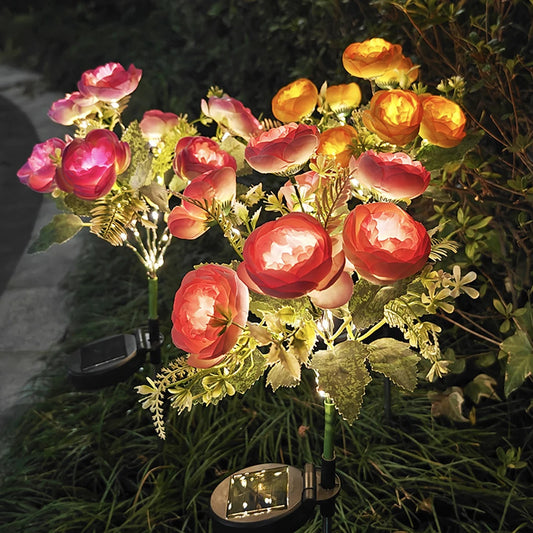 Solar Flower Light Camellia Buds Garden Flower Lights Outdoor Landscape Lighting for Home Yard Patio Path Lawn Decorative Lamp