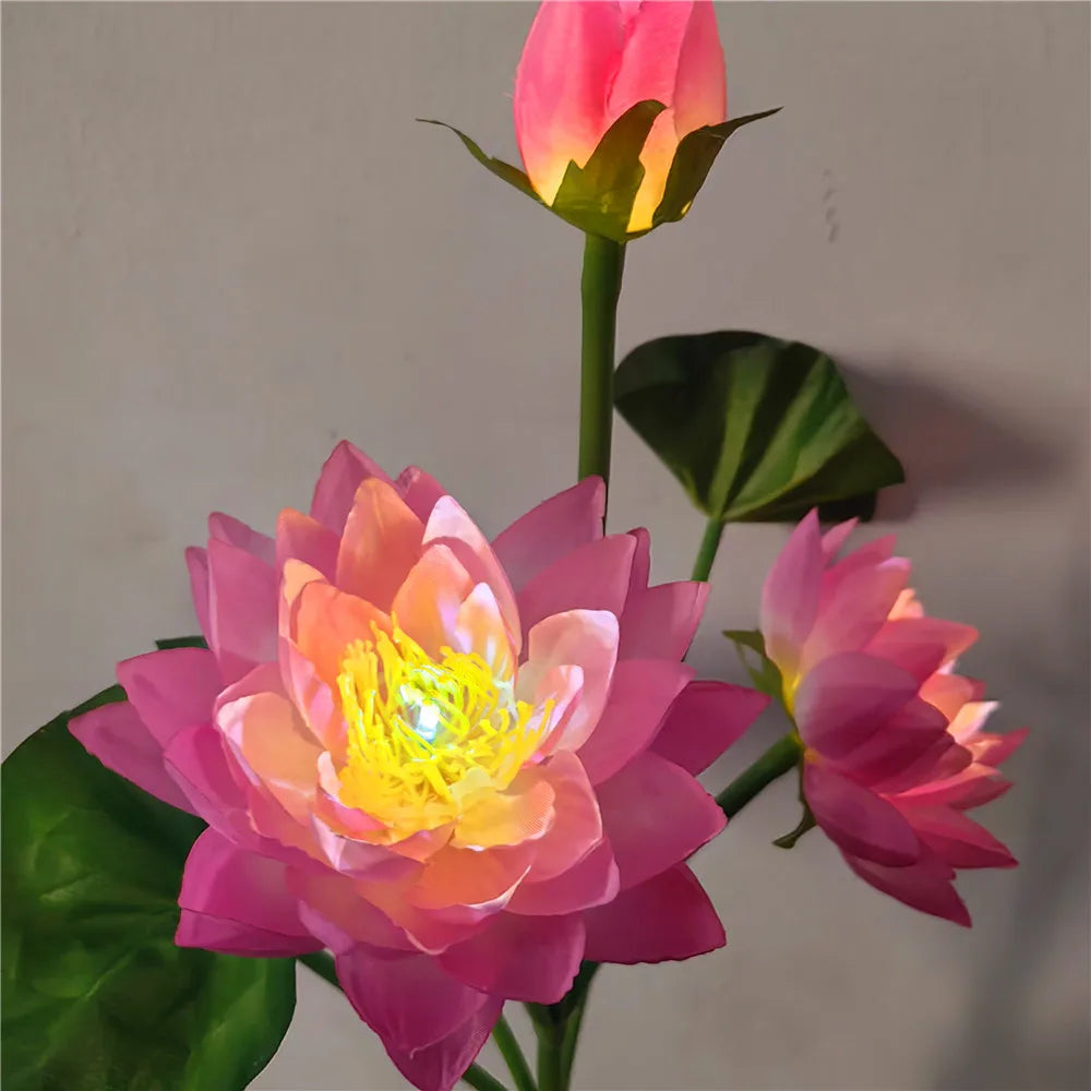 Solar Lotus Floral Garden Lights Flowers Lights Solar Powered LED Lawn Light Outdoor Garden Decor Yard Landscape Decoration
