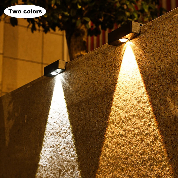 Solar Powered Fence Lights Outdoor Waterproof LED Spot Lens Solar Lamp for Outside Deck Yard Rail Designed for Wall Lighting