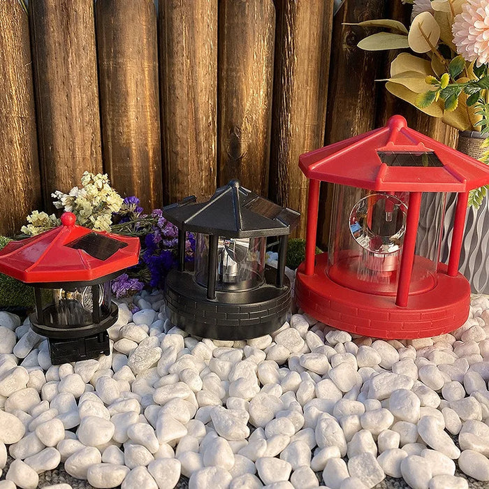 Solar Power Lamps Rotating Lighthouse Beacon Tower LED Light Outdoor Garden Landscape Courtyard Lawn Outdoor Decoration Light