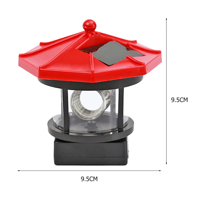 Lighthouse Shape Solar LED Light Garden Fence Yard Outdoor Decor Beacon Lamp Smart Sensor Beacon Rotating Beam Lamp Garden Decor