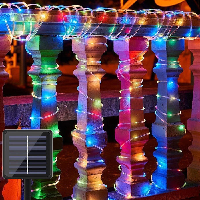 LED Solar String Lights Garden Waterproof Tube Rope Lamp Christmas Garland Fairy Lights For Outdoor Holiday Decoration Lighting
