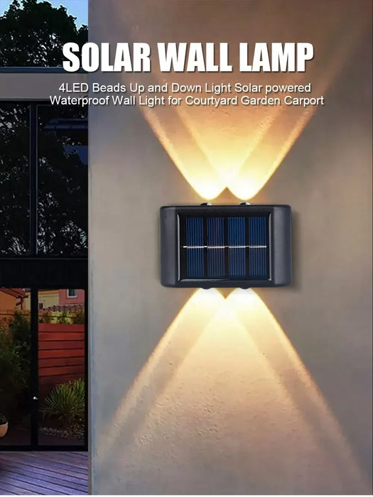 Christmas10/8/6/4LED Solar Wall Lamp Outdoor Waterproof Up and Down Luminous Lighting for Garden Fence Decoration Sunlight Light
