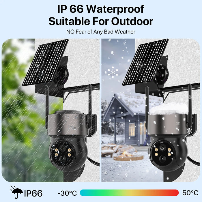 Solar WIFI Camera Built-in Battery Wireless 10X Zoom 3MP HD Camera PIR Detection Security Cam Two-way Audio Surveillance iCSee