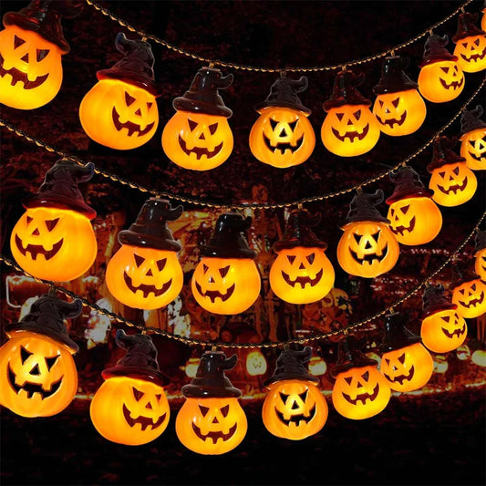 Solar Pumpkin Lights for Halloween Decorations Outside Newest Spooky Pumpkin Lights String for Outdoor Halloween Yard Decoration