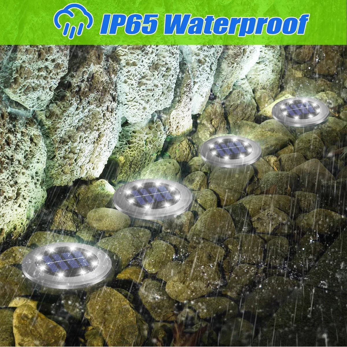 Solar Ground Lights LED Waterproof Solar Garden Lights Outdoor Bright in-Ground Lights Landscape Lighting for Patio Pathway Lawn