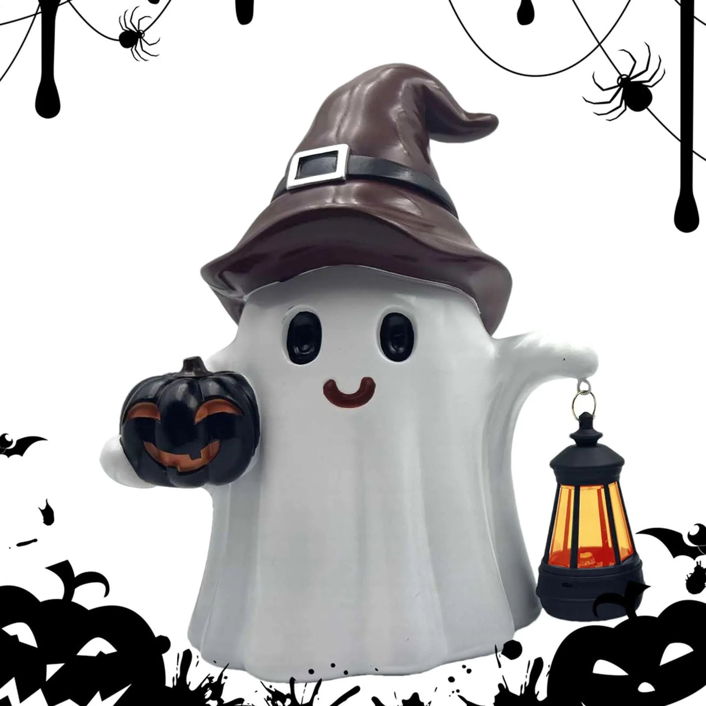 Halloween Ghost Lantern Ornament Solar Powered Design Light Nightlight Garden Sculpture Lights Cute Yard Holiday Decorations