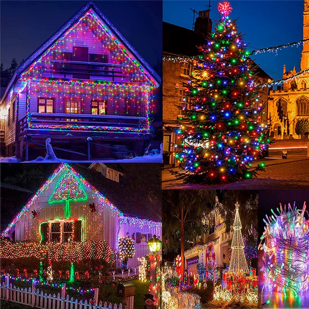 Solar Street Garden Decoration Garland Solar Curtain Icicle Light Outdoor LED String Lights 3.5M/7.5M Waterproof Curtain Light
