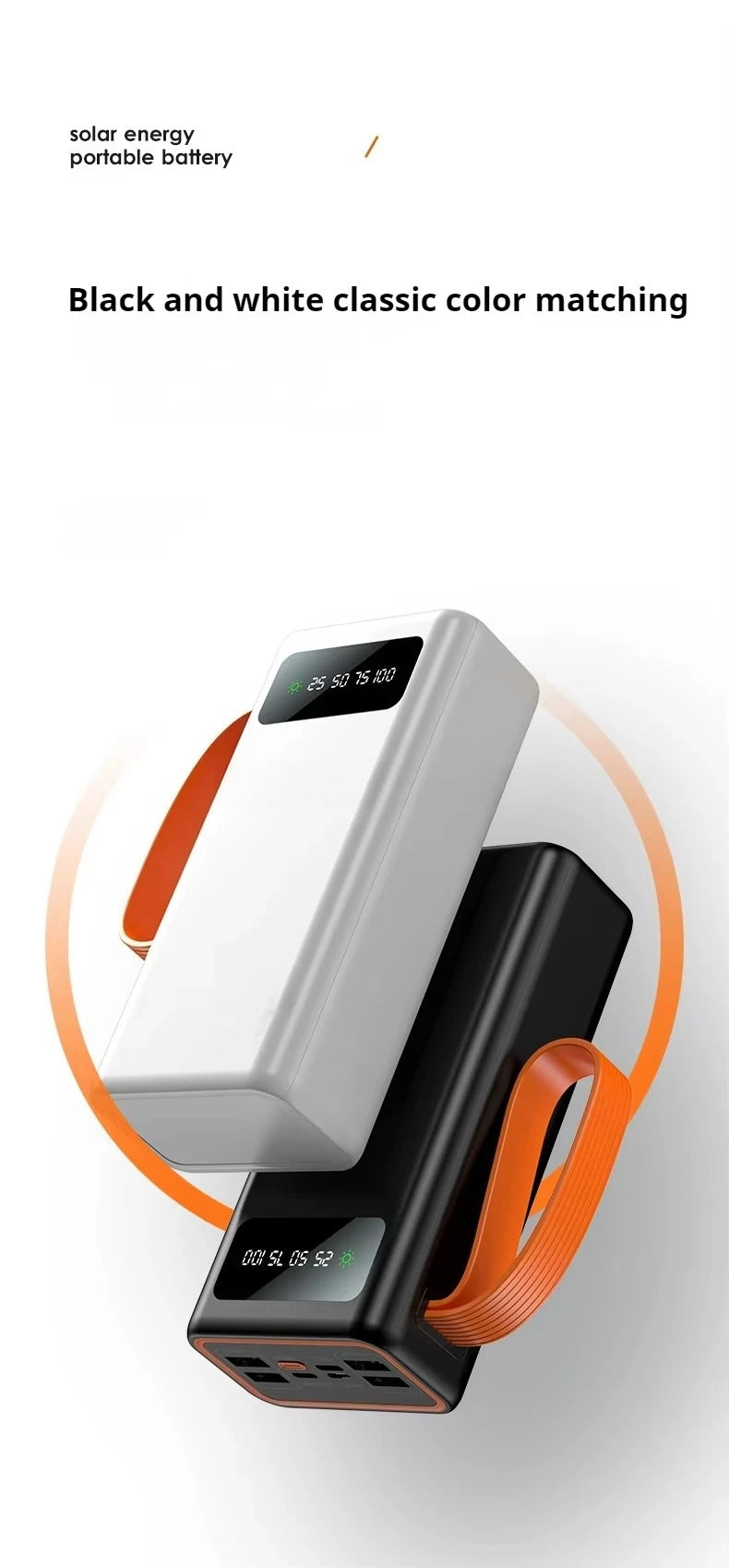 90000mAh Large Capacity Portable Power Bank with Solar or Camping Light Function Fast Charging External Backup Battery