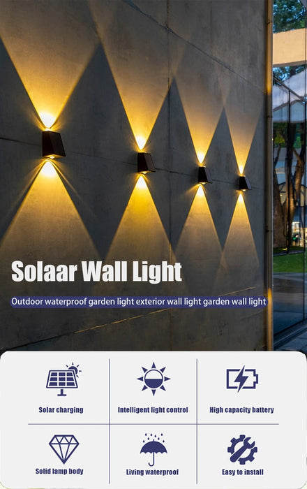 Solar Wall Light Strong Brightness Outdoor Waterproof Home Garden Arrangement Terrace Balcony Atmosphere Decoration Night Lamp