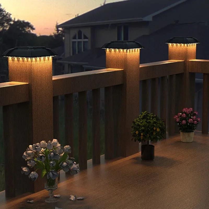 1/4 PCS LED Solar Fence Light Outdoor Waterproof Solar Light Garden Yard Fence Column Decorative Lighting for 4 Inch Wood Posts
