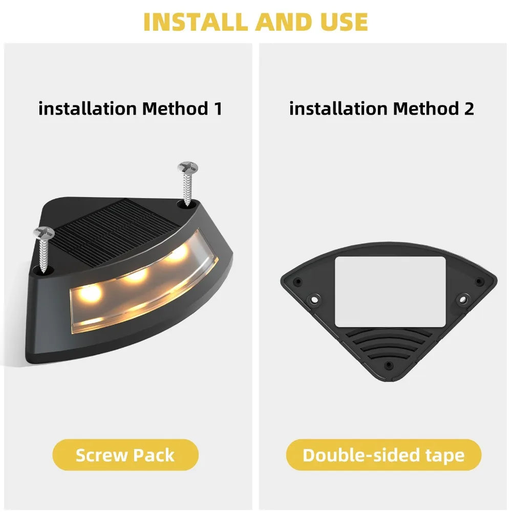 4pcs Waterproof Solar Step Lights Warm /White Light Auto Switch Deck Lights Solar Powered Easy To Use Stair Lighting