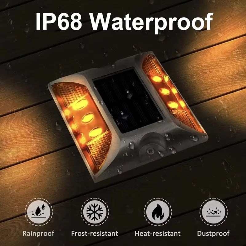 Solar Raised Pavement Marker High Brightness IP68 Waterproof Reflective Road Marker Solar Driveway Dock Light Sidewalk Stair