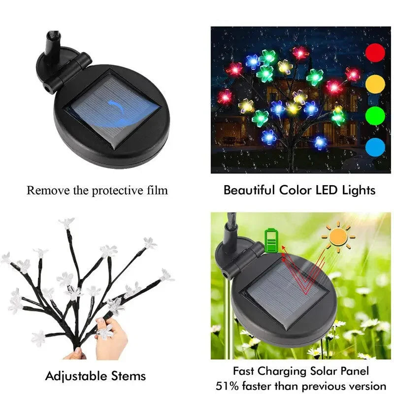 1~4 pcs LEDs Solar Flower Light Outdoor for Garden Decoration RGB Fairy Light Solar Powered Decor Lights for Landscape Backyard