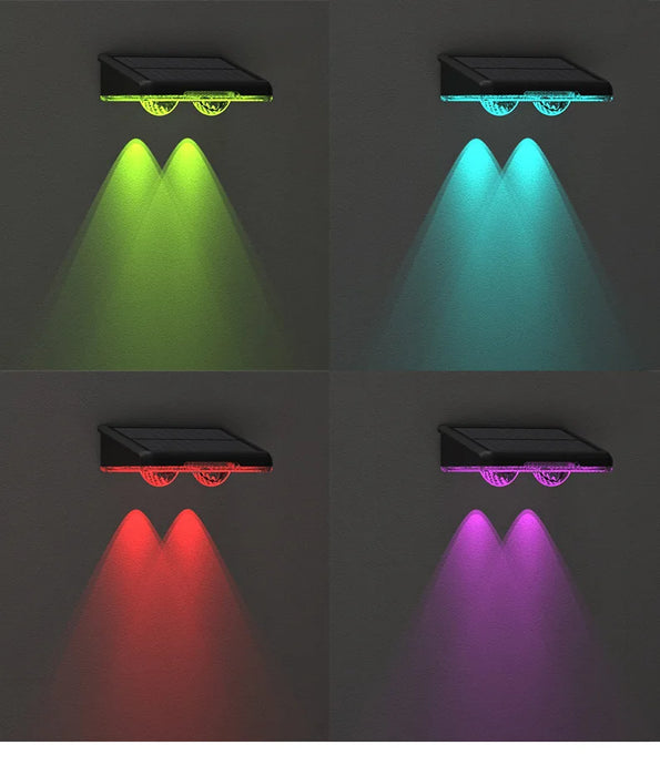 LED Solar Fence Lights Outdoor Garden Solar Powered Wall Lights Waterproof Bright Landscape Lamp Deck Patio Yard Deck Decor