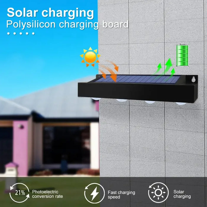 LED Solar Wall Sign Light Outdoor Waterproof Atmosphere Lighting Solar Powered Lamp for Outside Backyard Garden Street Fence