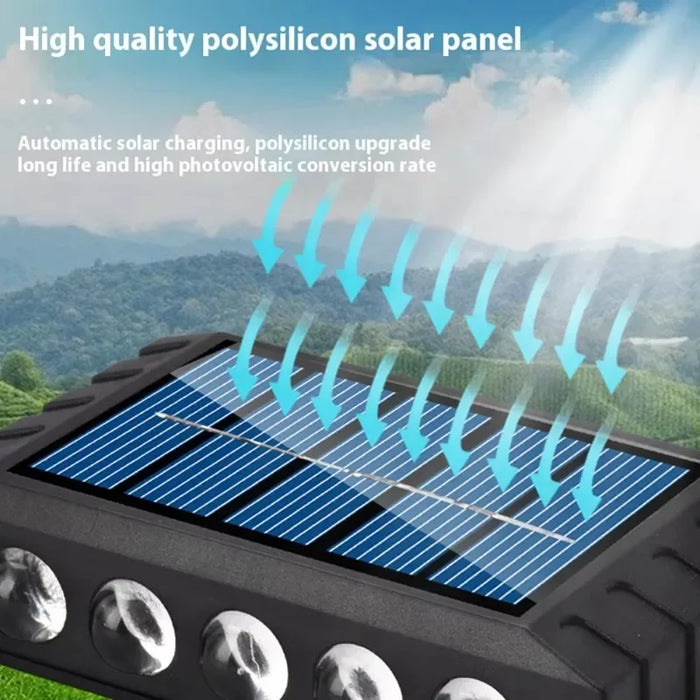 Solar Outdoor Wall Light 4/6/8/10LED Waterproof Garden Light Courtyard Railing Decoration Atmosphere Light Downlight Luminous So