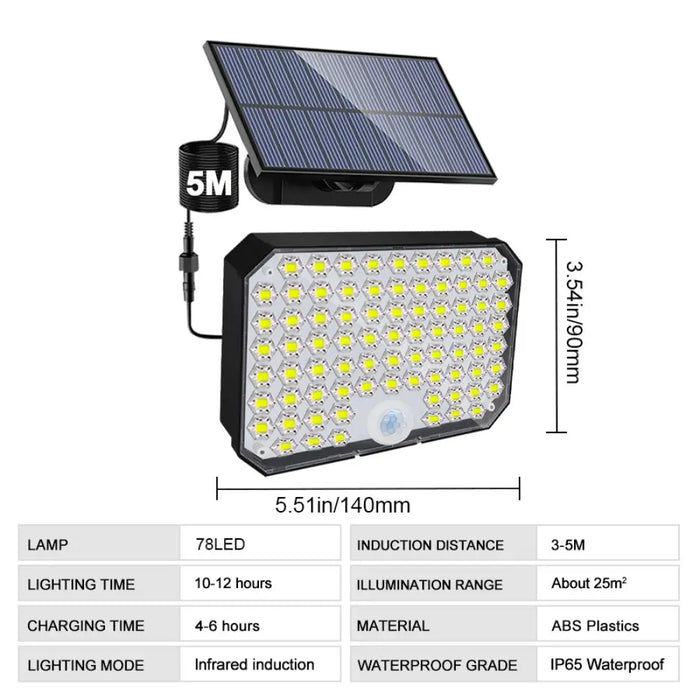Solar Security Lights Motion Sensor Outdoor 318/238/226LED Garden Lights Waterproof Split Flood Wall Lights Solar Powered 3 Mode