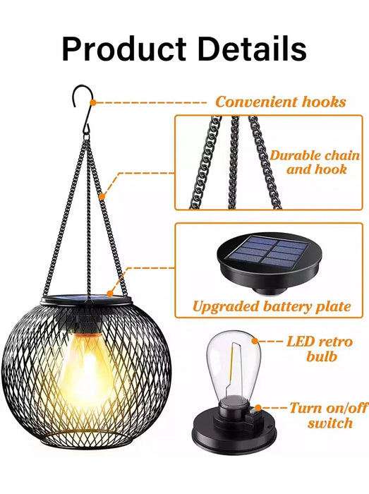 Solar Lantern Outdoor Solar Lights For Outside Decorative Hanging Lights Waterproof Solar Lanterns Hollowed-out Yard Garden Lamp