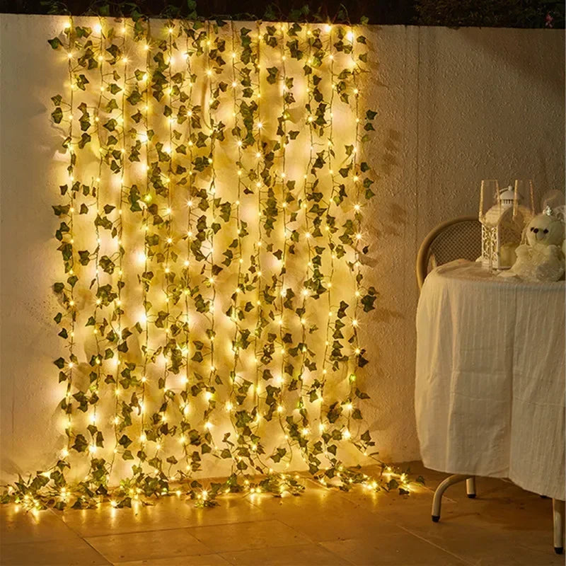 Floral Green Leaf String Lights Artificial Vine Fairy Lights Solar Lights Garland Lights for Home Decoration
