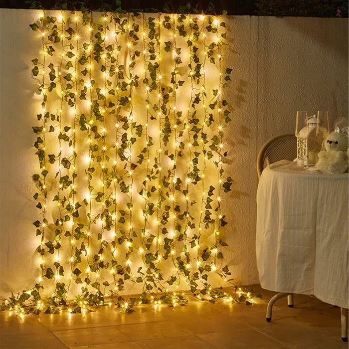 Floral Green Leaf String Lights Artificial Vine Fairy Lights Solar Lights Garland Lights for Home Decoration