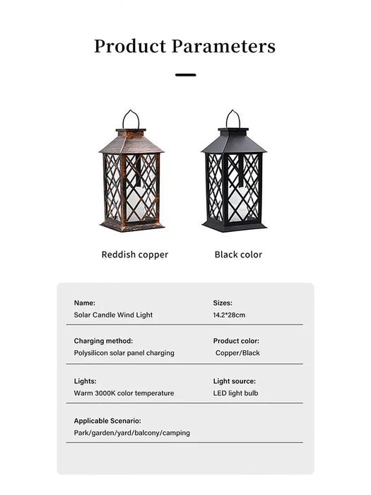 New Solar Palace Lantern Outdoor Solar Lights Lawn Landscape Hanging Atmosphere Candle Lamp Waterproof Floor Yard Garden Decor