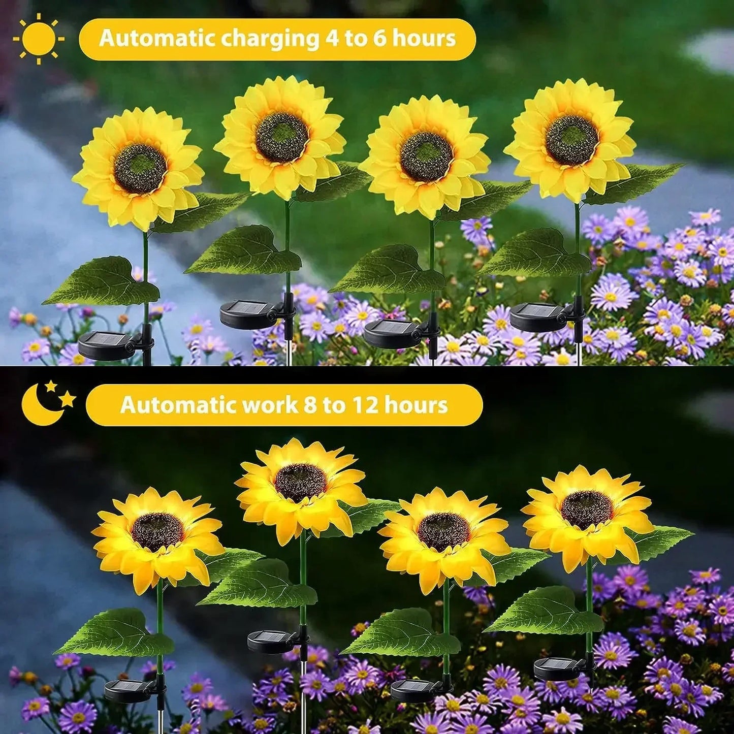 Solar Lights Outdoor Simulated Sunflower Fairy LED Lawn Lamp Garden Courtyard Ground Light Wedding Christmas Home Decoration