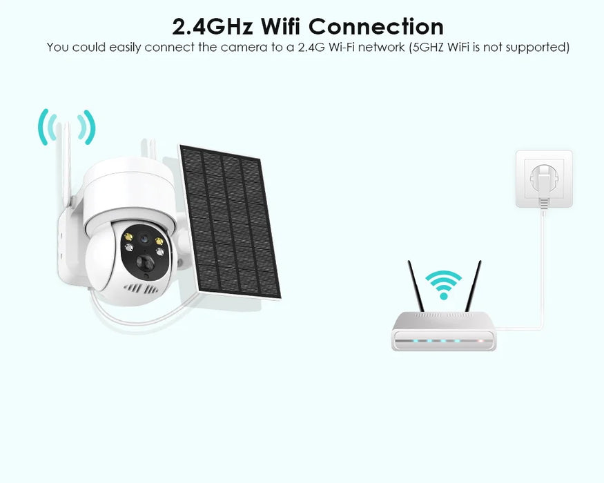 Solar Camera Wifi Outdoor 1080P PIR Human Detection Wireless Surveillance IP Cameras With Solar Panel 7800mAh Recharge Battery