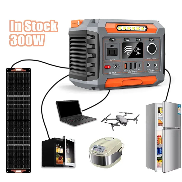 Camping Portable Power Station 1000W 500W 300W 3000W Off Grid Portable Solar Generator Home Emergency Backup Power house