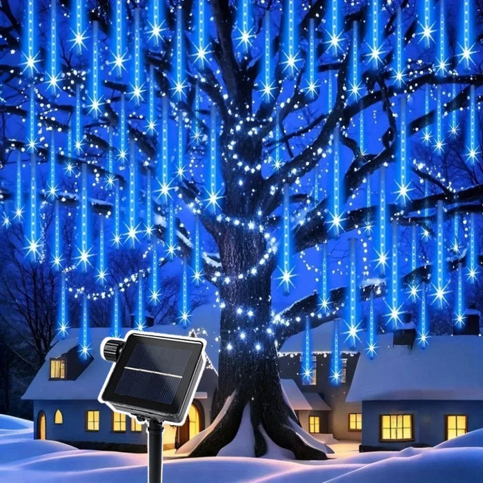 Solar Meteor Shower Rain LED String Lights 8 Tubes Street Garlands Christmas Tree Decorations for Outdoor Fairy Garden Lights