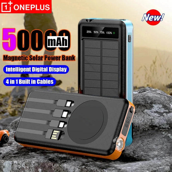 OnePlus Solar Power Bank Waterproof Outdoor Camping Portable Folding Solar Panels USB Output Sun Power For iPhone Real Capacity