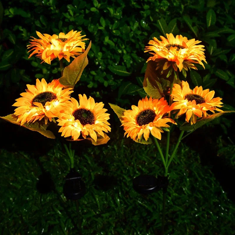 Solar Lights Outdoor Simulated Sunflower Fairy LED Lawn Lamp Garden Courtyard Ground Light Wedding Christmas Home Decoration