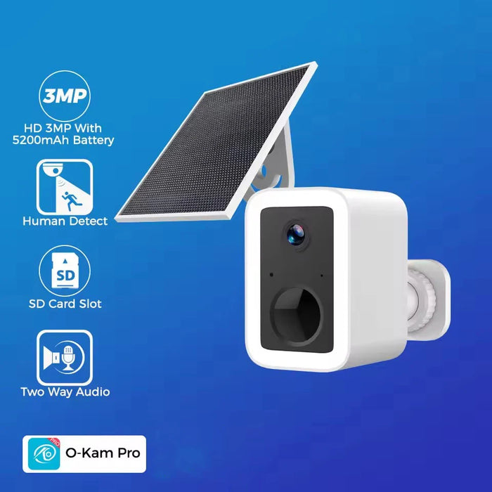 Outdoor 3MP Solar HD Surveillance Camera LED Full Color Night Vision Intelligent Motion Detection IP66 Waterproof High Endurance
