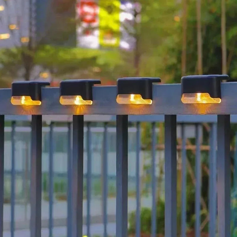 4 Pack Solar Wall Lights for Deck Step Railing Patio Stair Yard Garden Decoration Solar LED Light Outdoor Holiday Lighting