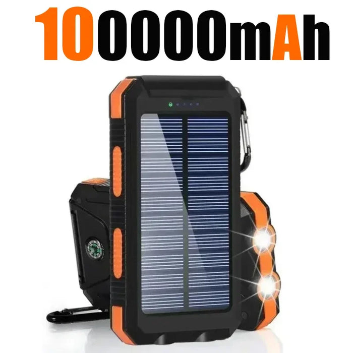 NEW 200000mAh Solar Power Bank Portable Charging Poverbank External Battery Charger Strong Light LDE Light for All Smartphones