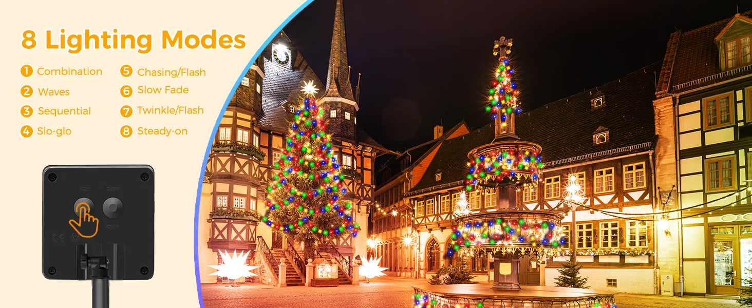 100LED Solar String Lights Outdoor Waterproof Fairy Lights String 8 Mode for Home Gardens Wedding Party Xmas Outdoor Tree Decor