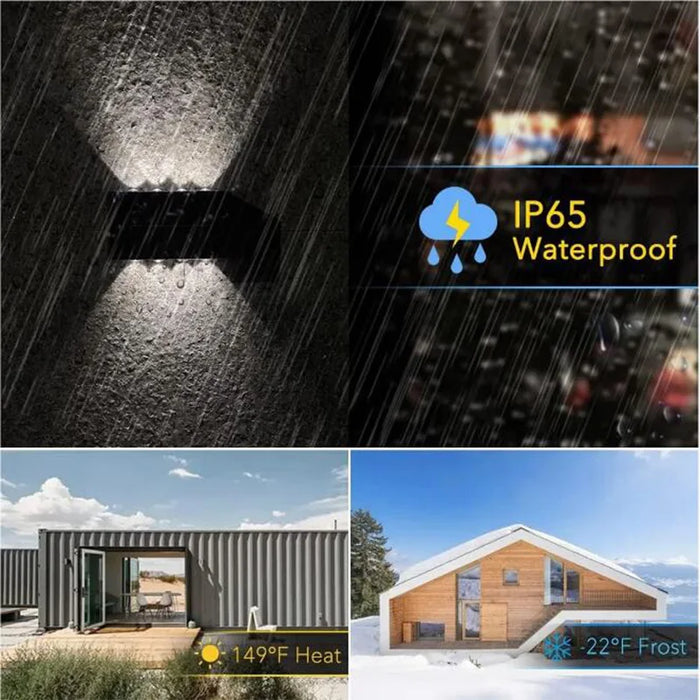 Solar Wall Lamp Outdoor Waterproof Solar Powered Light UP and Down Illuminate Home Garden Porch Yard Decoration Outside Sunlight