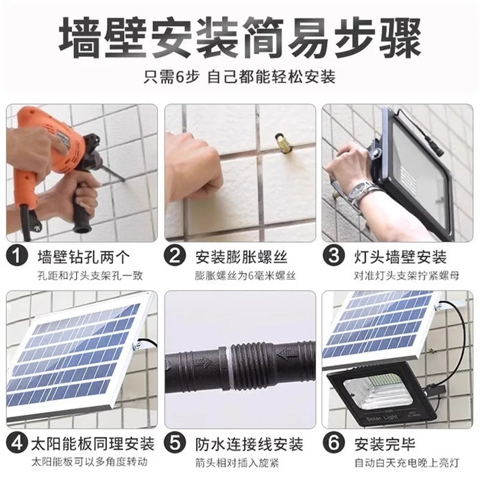 Solar Flood Lights Remote Control Solar Powered Spotlight Outdoor Waterproof IP67 Villa Street Lighting Adjustable Angle