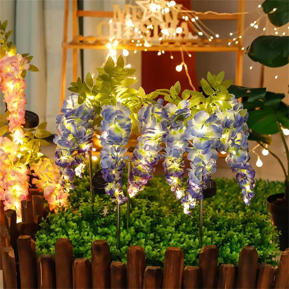 Solar Garden Lights Outdoor 4 Branches Flower Lights for Outside 2 Modes Waterproof Garden Decor for Yard Patio Pathway Backyard