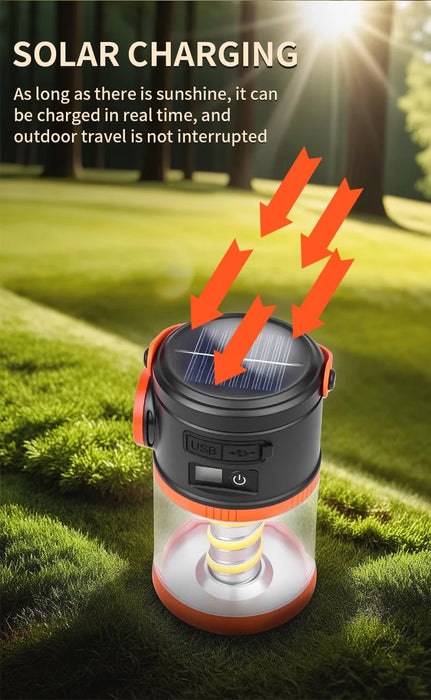 Solar Tent Lanterns For Camping Solar & USB Rechargeable Camping Atmosphere Lamp Outdoor Tent Light