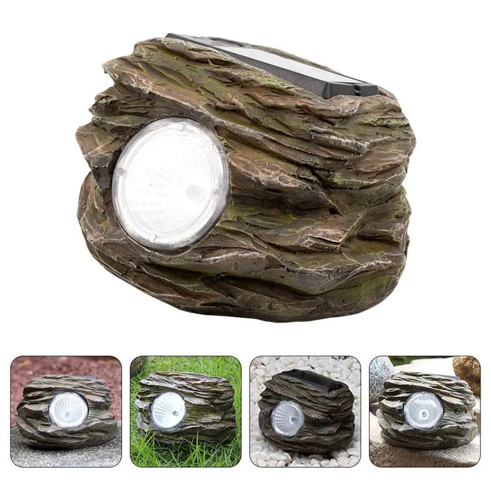 Solar Lights Stone Lamp Landscaping Outdoor Garden Waterproof Decorative Lighting Brown Patio
