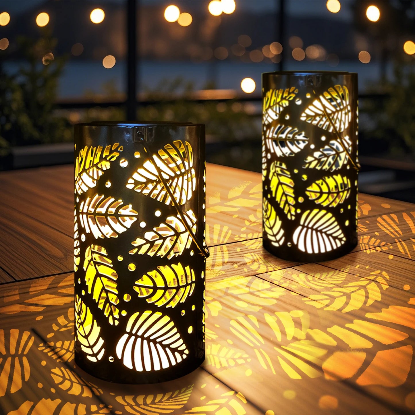1 solar powered iron lantern, hollow design, suitable for outdoor gardens, terraces, party decorations and holiday gifts