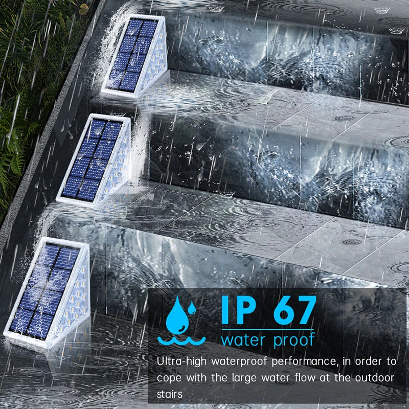 Solar Stair Lights with Motion Sensor Waterproof  IP67 3 Mode RGB Color Changing Step Light LED Lights for Steps Patio Garden