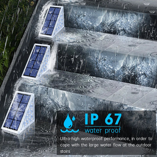 Solar Stair Lights with Motion Sensor Waterproof  IP67 3 Mode RGB Color Changing Step Light LED Lights for Steps Patio Garden