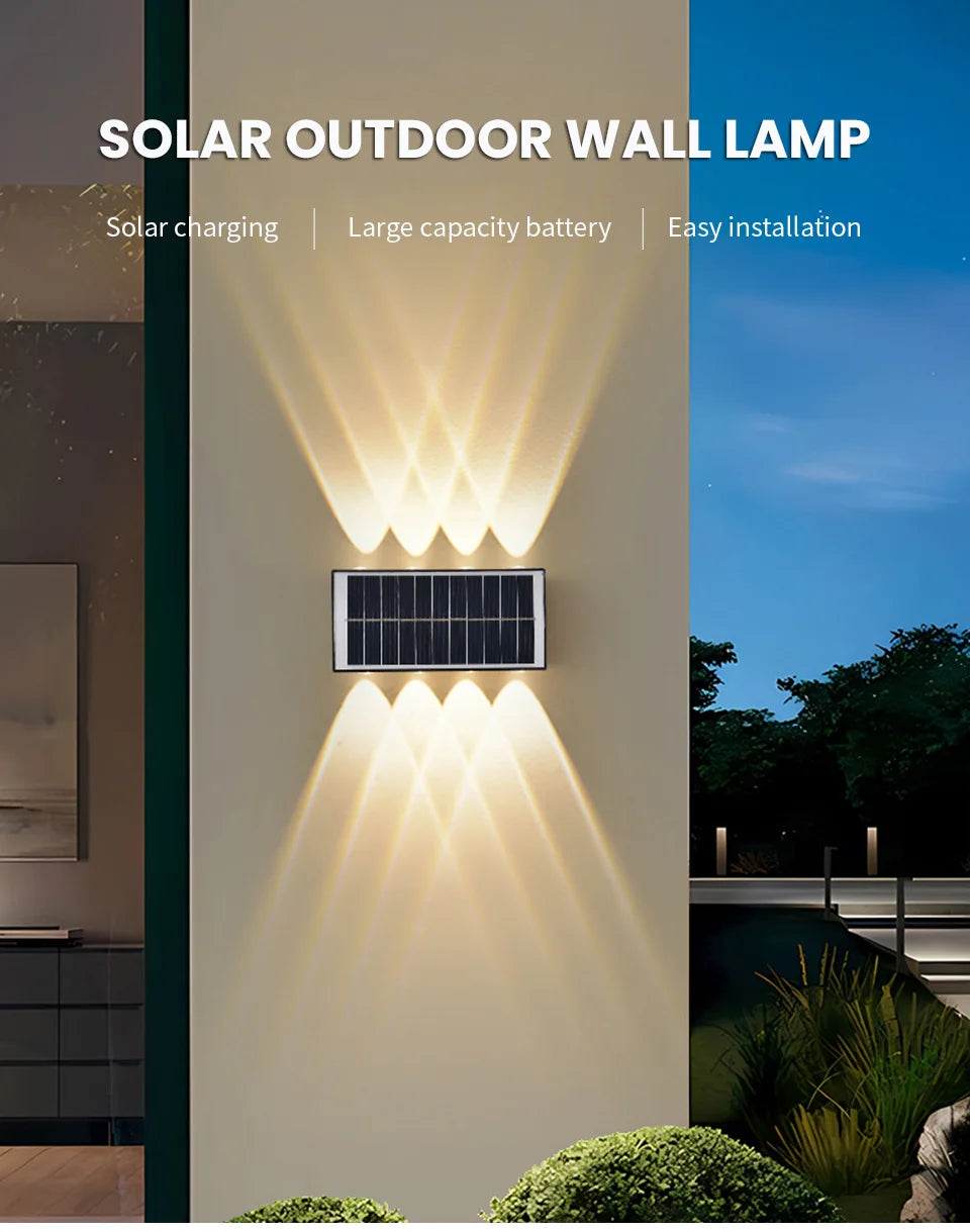 Solar LED Wall Lights Outdoor Solar Lamp  Solar Powered Sunlight Street Light Garden Courtyard Waterproof Wall Light