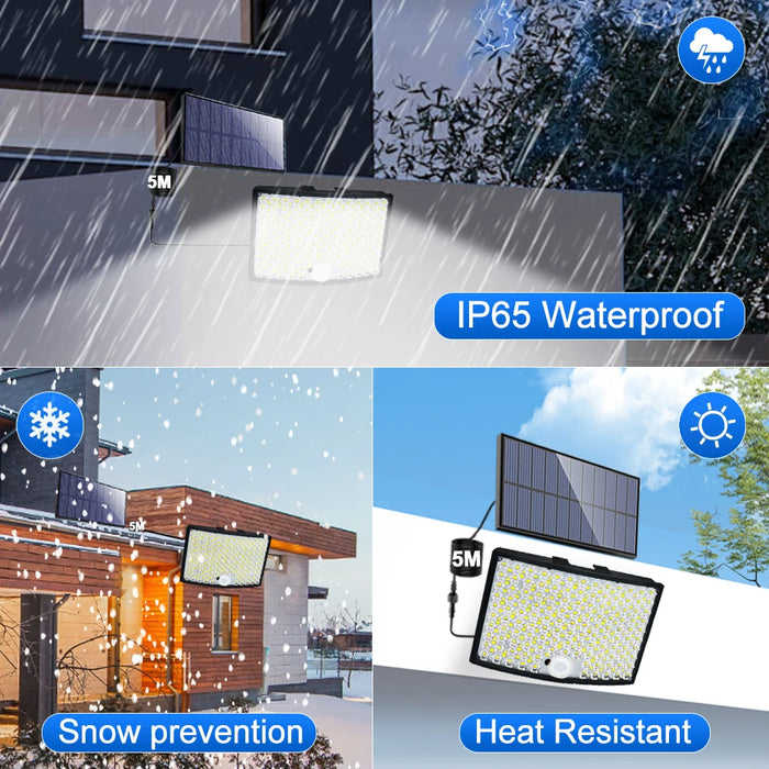 Solar Security Lights Motion Sensor Outdoor 318/238/226LED Garden Lights Waterproof Split Flood Wall Lights Solar Powered 3 Mode