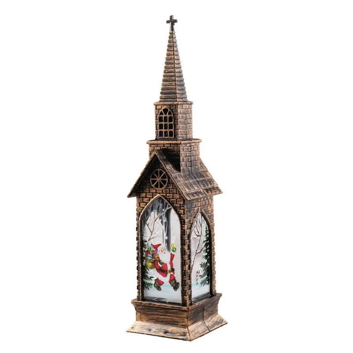 Christmas Church Small Wind Light Santa Claus Snowman Elk Xmas Pendants Noel Navidad Merry Christmas Decor 2025 Happy New Year