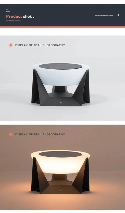 Solar Post Light Outdoor Column Pillar Light 3000K IP65 Garden Landscape Lighting for Patio Fence Cap Deck Flat Surface Fixtures