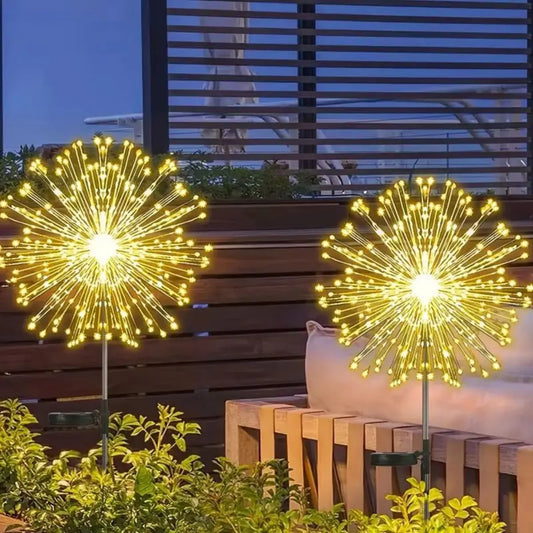 Solar Firework Lights Outdoor Waterproof Christmas Garden Wedding Decor, Auto On/Off Fairy String Solar Powered Landscape Lighti