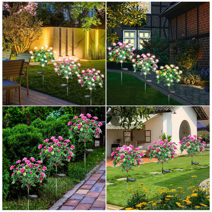 Solar Azalea Flower Lights Waterproof Garden Light Outdoor Pathway Lights Yard Lawn Patio Decorative Lamp Solar Landscape Light